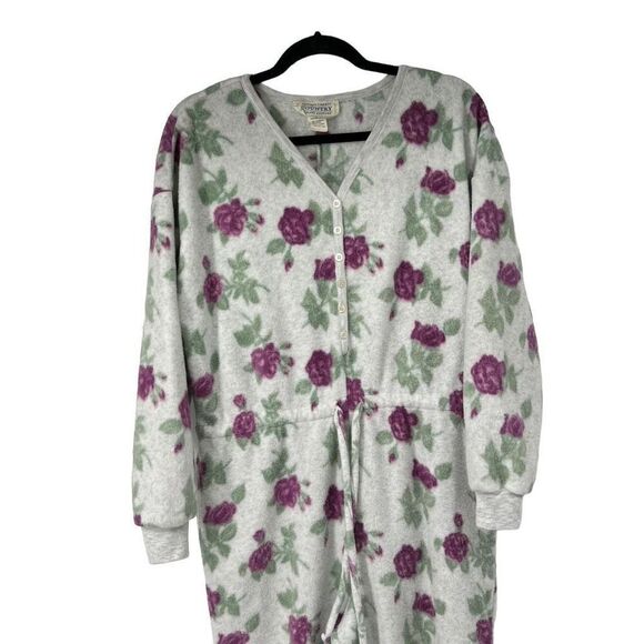 Victoria’s Secret Country Gray Purple Floral One Piece Soft Pajamas - Picture 2 of 9